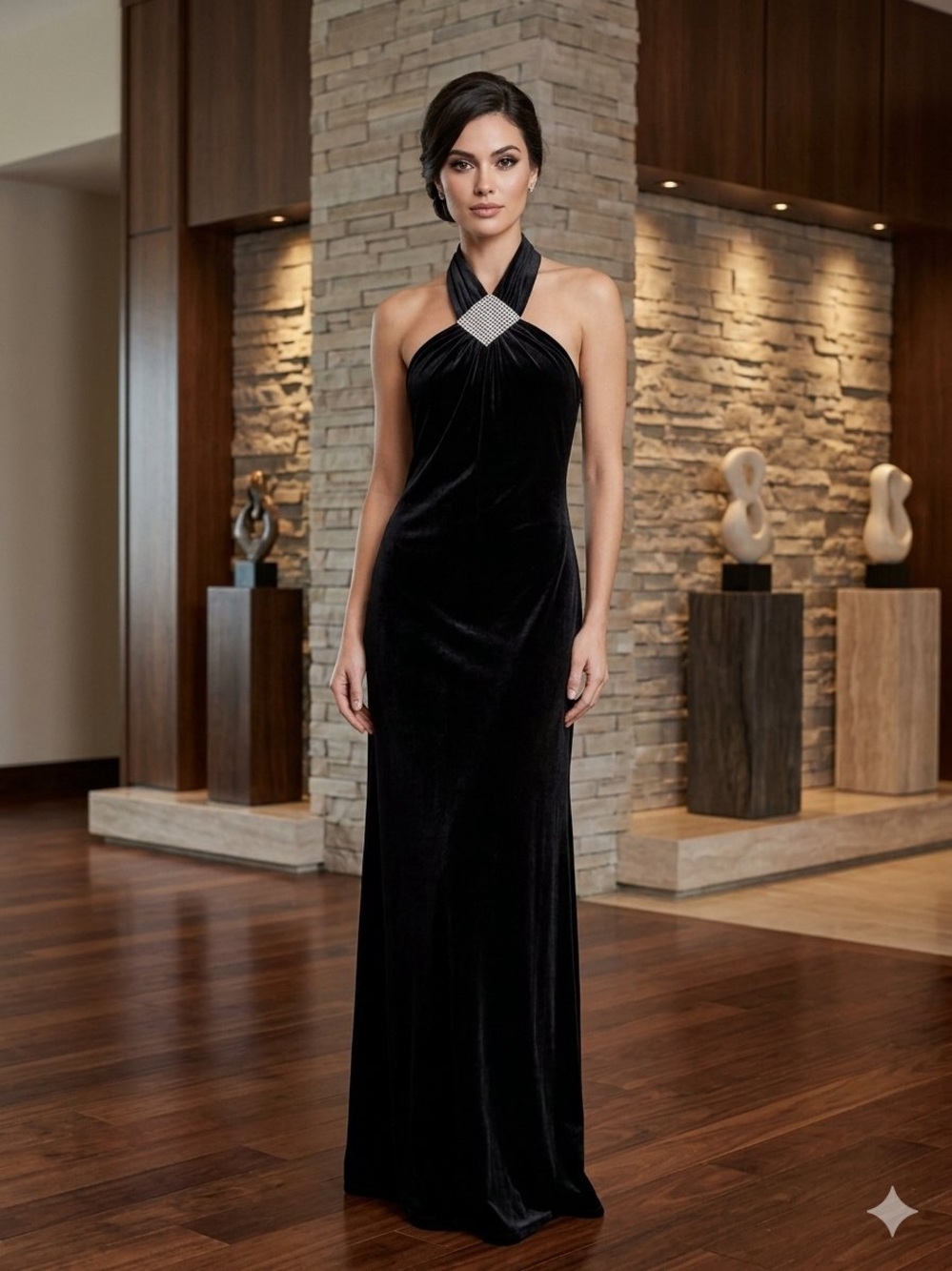 🖤NWT Vintage JS Boutique 10 CARSON PIRIE SCOTT Black Women’s Velvet Halter Dress